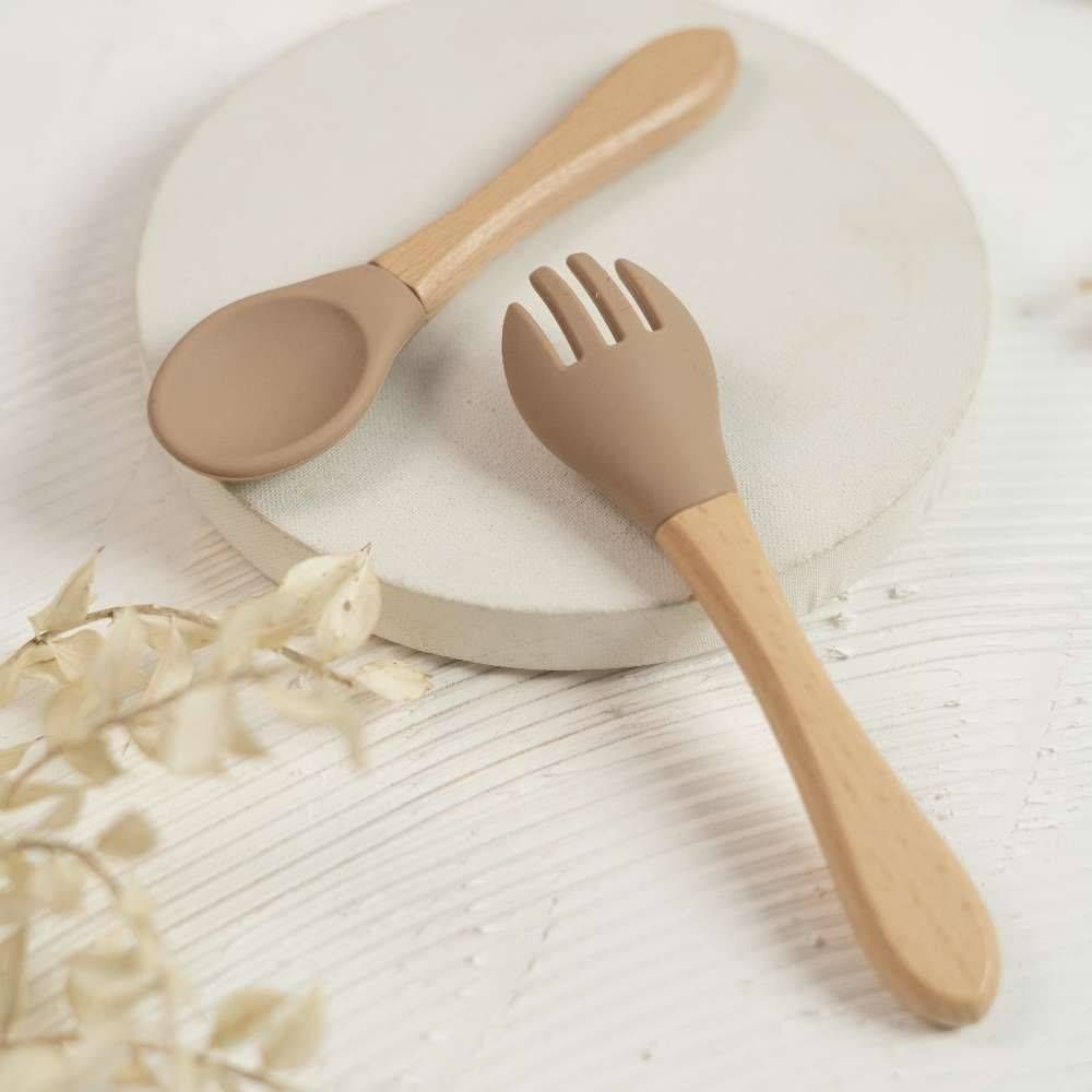 قاشق چنگال سیلیکونی چوبی نسکافه ای